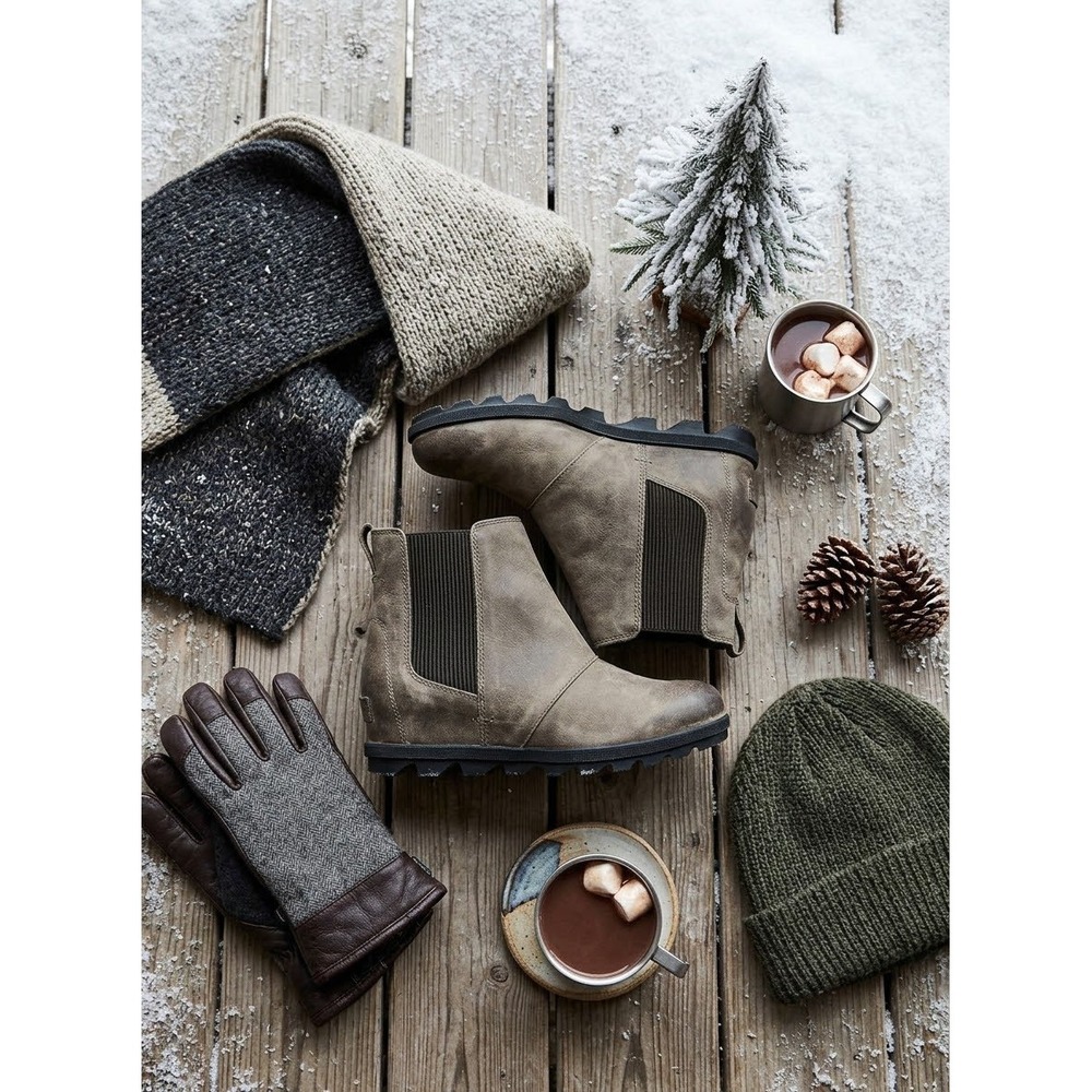 Sorel Joan of Arctic Wedge II Chelsea Boots Quarry Grey Wmns 9.5